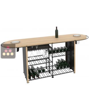 Comptoir de dégustation en Chêne massif avec modules de rangement et seaux à Champagne intégrés ARCHITECTURE INTERIEURE DU VIN