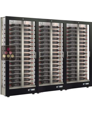 Combiné de 3 vitrines à vin multi-températures - Usage pro - P36cm - 3 côtés vitrés - Habillage magnétique interchangeable CALICE DESIGN