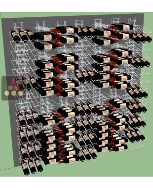 Mur de 7 Supports mural noir mat de 336 bouteilles de 75cl en position inclinée et horizontale VISIORACK