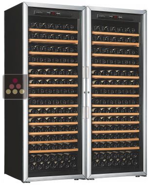 Combiné de 2 caves à vin Mono-Température de vieillissement et de conservation - Clayettes coulissantes ARTEVINO