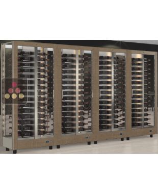 Combiné de 4 vitrines à vin professionnelles multi-usages - 4 cotés vitrés - Habillage magnétique interchangeable CALICE DESIGN