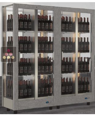Combiné de 2 vitrines à vin professionnelles multi-usages - 4 cotés vitrés - Habillage magnétique interchangeable CALICE DESIGN
