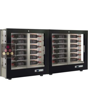 Combiné de 2 vitrines à vin multi-températures - Usage pro - P36cm - 3 côtés vitrés - Habillage magnétique interchangeable CALICE DESIGN