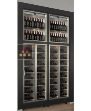 Combiné encastrable de 4 vitrines à vin dont 2 multi-températures - Usage pro - Présentation inclinée/verticale - Cadre droit CALICE DESIGN
