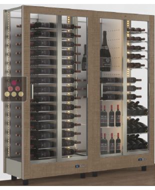 Combiné de 2 vitrines à vin professionnelles multi-usages - 3 cotés vitrés - Habillage magnétique interchangeable CALICE DESIGN