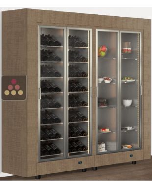 Combiné de 2 vitrines réfrigérées professionnelles pour vins, snacks et desserts - Pose libre - Façade droite CALICE DESIGN