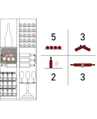 Agencement intérieur standard pour vitrine P53cm à portes coulissantes CALICE DESIGN