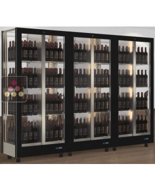 Combiné de 3 vitrines à vin professionnelles multi-usages - 4 cotés vitrés - Habillage magnétique et interchangeable CALICE DESIGN