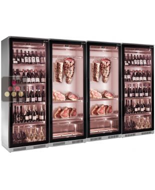 Combiné de 2 vitrines réfrigérées pour vins et 2 vitrines de maturation de viande  BRERA