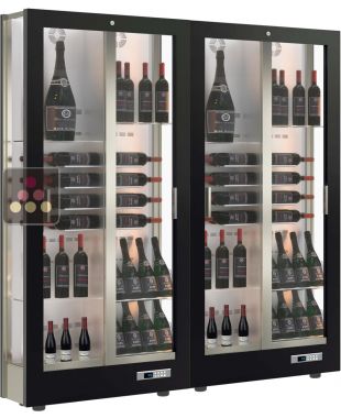 Combiné de 2 vitrines à vin multi-températures - Usage pro - P36cm - 3 côtés vitrés - Habillage magnétique interchangeable CALICE DESIGN