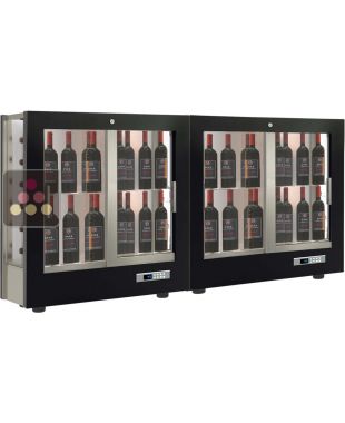 Combiné de 2 vitrines à vin multi-températures - Usage pro - P36cm - 3 côtés vitrés - Habillage magnétique interchangeable CALICE DESIGN
