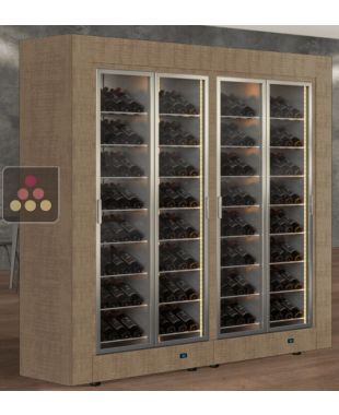 Combiné de 2 vitrines à vin multi-températures pour installation centrale - Usage pro - Bouteilles inclinées - Façades droites CALICE DESIGN