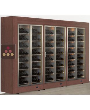 Combiné de 3 vitrines à vin multi-températures - Pose libre - Usage pro - Bouteilles inclinées - Cadre droit CALICE DESIGN
