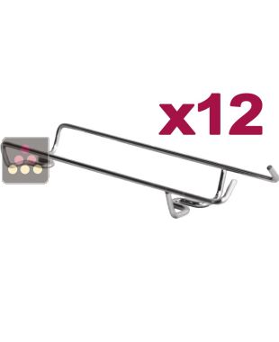 Lot de 12 Supports bouteilles en fil acier chromé, à poser VISIORACK