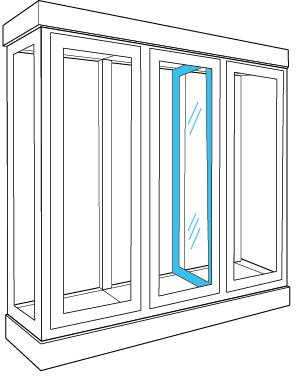 La séparation intérieure de la cave à vin est vitrée et située à droite