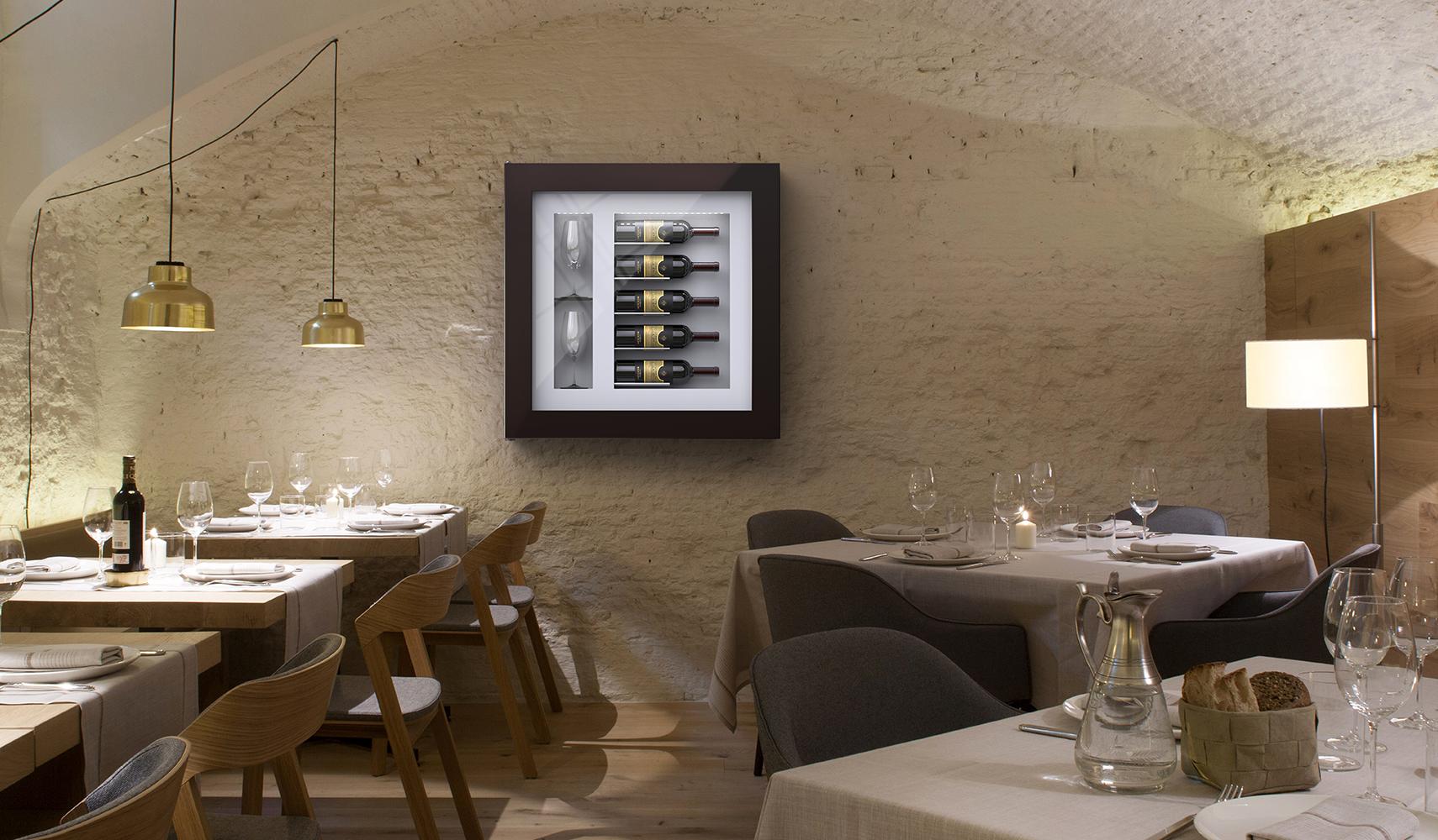 Cadre à vin réfrigéré silencieux pour 5 bouteilles et 2 verres